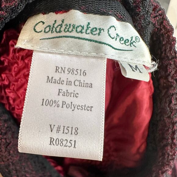 Coldwater Creek Blazer Wine Red Womens M Crinkled Mesh Button Up Collared Peplum - Picture 5 of 6